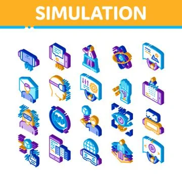Simulation Equipment Isometric Icons Set Vector Stock Illustration