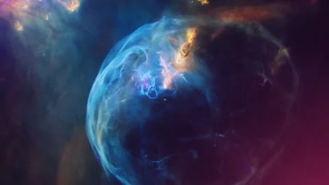 Simulation of the expansion and motion of the star BUBBLE NEBULA (NGC 7635).  Stock Footage 171263605