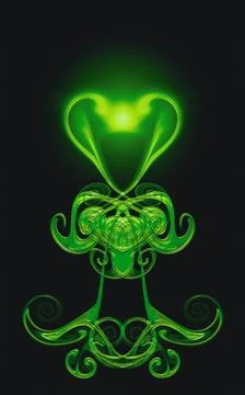 Simulation of fluid texture, liquid paint - design element on - green lamp Illustrazione stock