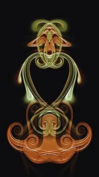 Simulation of fluid texture, liquid paint - green and brown abstract element Illustrazione stock