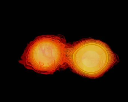 Simulation frames from this NASA Goddard neutron star merger animation a h... Foto stock