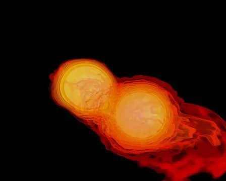 Simulation frames from this NASA Goddard neutron star merger animation a h... Foto stock