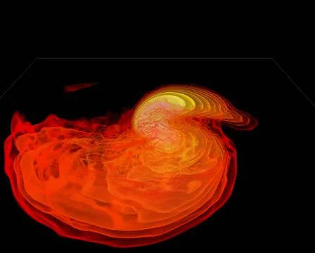Simulation frames from this NASA Goddard neutron star merger animation a h... Foto stock