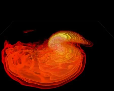 Simulation frames from this NASA Goddard neutron star merger animation a hr.. Foto stock