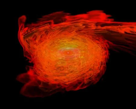 Simulation frames from this NASA Goddard neutron star merger animation a hr.. Foto stock