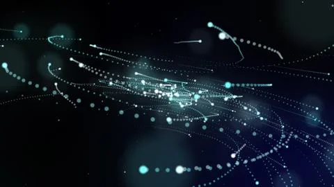 Simulation of galaxy light motion of stars in dark background, future energy  Illustrazione stock