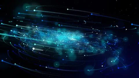 Simulation of galaxy light motion of stars in dark background, future energy  Stock Illustration