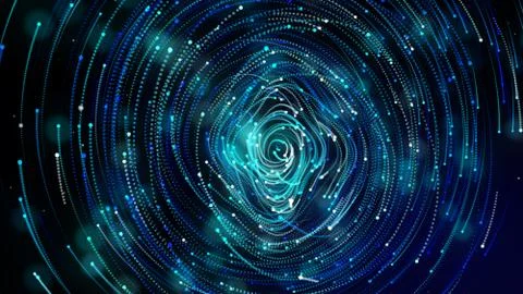 Simulation of galaxy light motion of stars in dark background, future energy  Stock Illustration