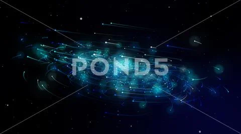 Simulation of galaxy light motion of stars in dark background, future energy Stock Illustration
