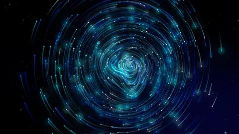 Simulation of galaxy light motion of stars in dark background, future energy  Stockillustratie
