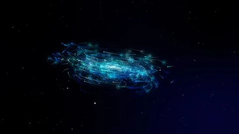Simulation of galaxy light motion of stars in dark background, future energy  Stock Illustration
