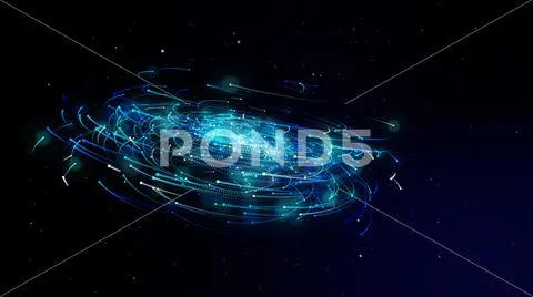 Simulation of galaxy light motion of stars in dark background, future energy Stock Illustration