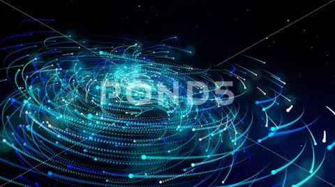Simulation of galaxy light motion of stars in dark background, future energy Stock Illustration