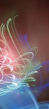 Simulation of galaxy light motion of stars in dark background, future energy Stock Photos