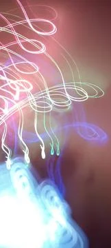 Simulation of galaxy light motion of stars in dark background, future energy 写真素材