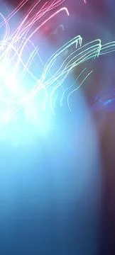 Simulation of galaxy light motion of stars in dark background, future energy Stockfoto's