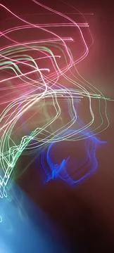 Simulation of galaxy light motion of stars in dark background, future energy Stock Photos