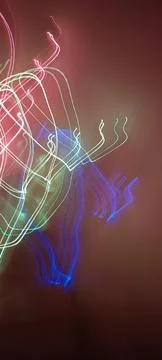 Simulation of galaxy light motion of stars in dark background, future energy Foto stock