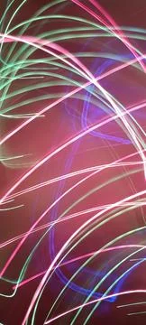 Simulation of galaxy light motion of stars in dark background, future energy Stockfoto's