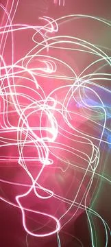 Simulation of galaxy light motion of stars in dark background, future energy Stockfoto's