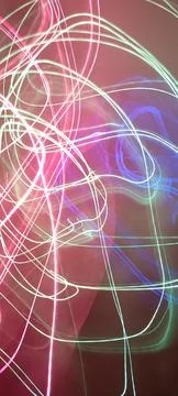 Simulation of galaxy light motion of stars in dark background, future energy Stockfoto's