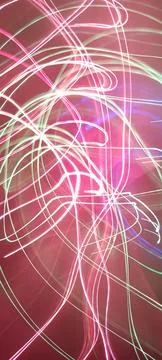 Simulation of galaxy light motion of stars in dark background, future energy Stockfoto's
