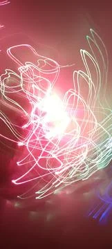 Simulation of galaxy light motion of stars in dark background, future energy Stockfoto's