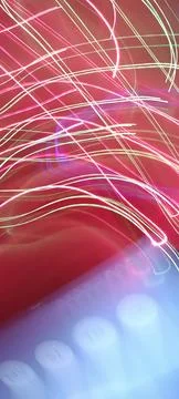 Simulation of galaxy light motion of stars in dark background, future energy Stockfoto's