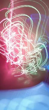 Simulation of galaxy light motion of stars in dark background, future energy Stock Photos