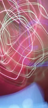 Simulation of galaxy light motion of stars in dark background, future energy Stockfoto's