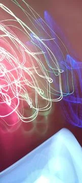 Simulation of galaxy light motion of stars in dark background, future energy Stockfoto's