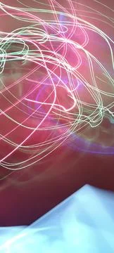 Simulation of galaxy light motion of stars in dark background, future energy Stockfoto's