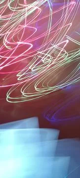 Simulation of galaxy light motion of stars in dark background, future energy Stockfoto's