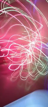 Simulation of galaxy light motion of stars in dark background, future energy Stockfoto's