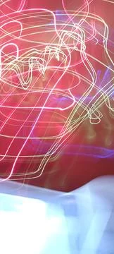 Simulation of galaxy light motion of stars in dark background, future energy Stockfoto's