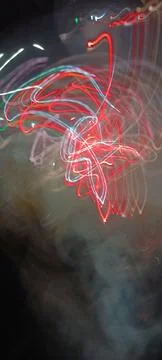 Simulation of galaxy light motion of stars in dark background, future energy Stockfoto's