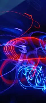 Simulation of galaxy light motion of stars in dark background, future energy 스톡 사진