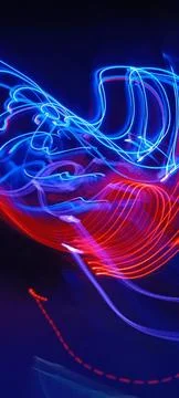 Simulation of galaxy light motion of stars in dark background, future energy 스톡 사진