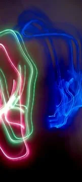 Simulation of galaxy light motion of stars in dark Stock Photos