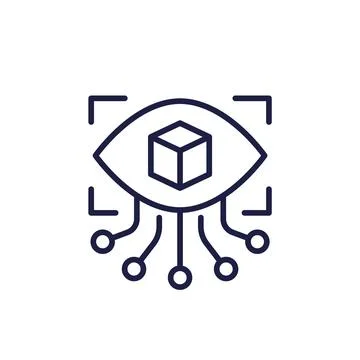 Simulation icon, AR technology line design Illustrazione stock