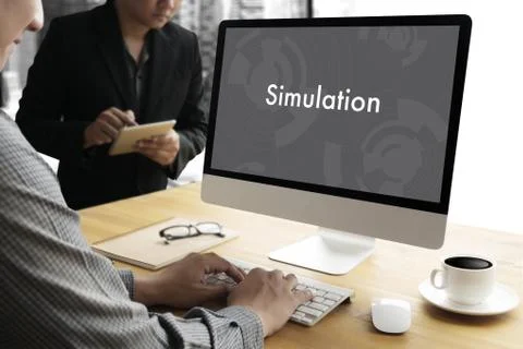 Simulation man work Web Design  Business Concept Stock Photos