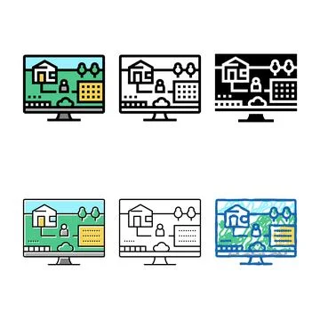Simulation minimal video game color icon vector Stock Illustration