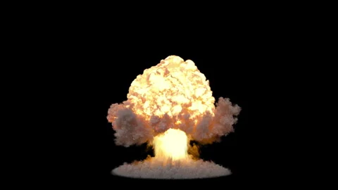 Simulation of a nuclear explosion on a dark background Stock-Footage 290483639