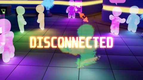 Simulation or metaverse avatar of a user gets disconnected message Иллюстрация