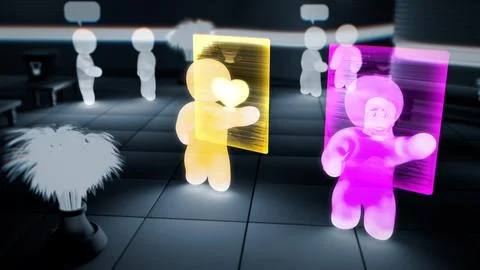 Simulation or metaverse avatars of users using dating site Stock Illustration