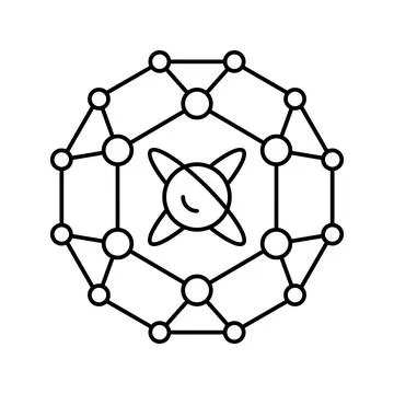 Simulation quantum technology line icon vector illustration Stock Illustration