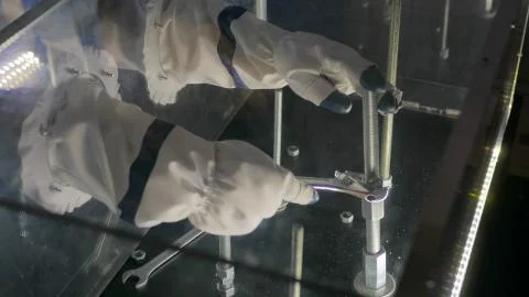 Simulation of repair work in space Stock Photos