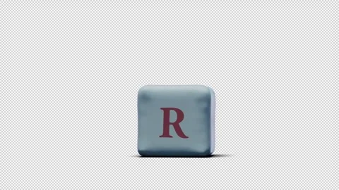 Simulation of a rubber letter "R" followed by an explosion. has an alpha chan Stock Footage 252555166
