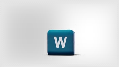 Simulation of a rubber letter "W" followed by an explosion. has an alpha chan Video stock 252555191