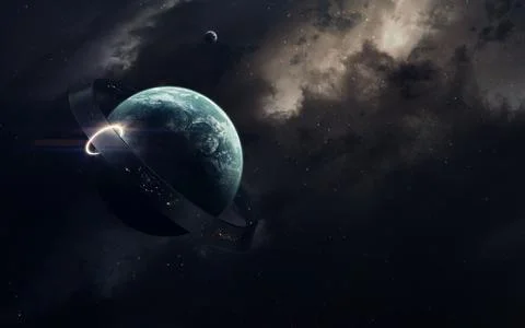 Simulation of sun. Science fiction space wallpaper, incredibly beautiful planets Stock Photos